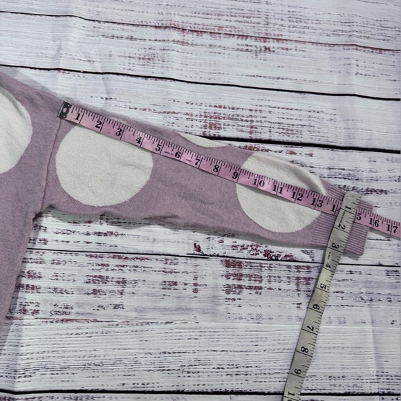 T Tahari Lavender Crewneck Sweater with Cream Polka Dots - Picture 7 of 8
